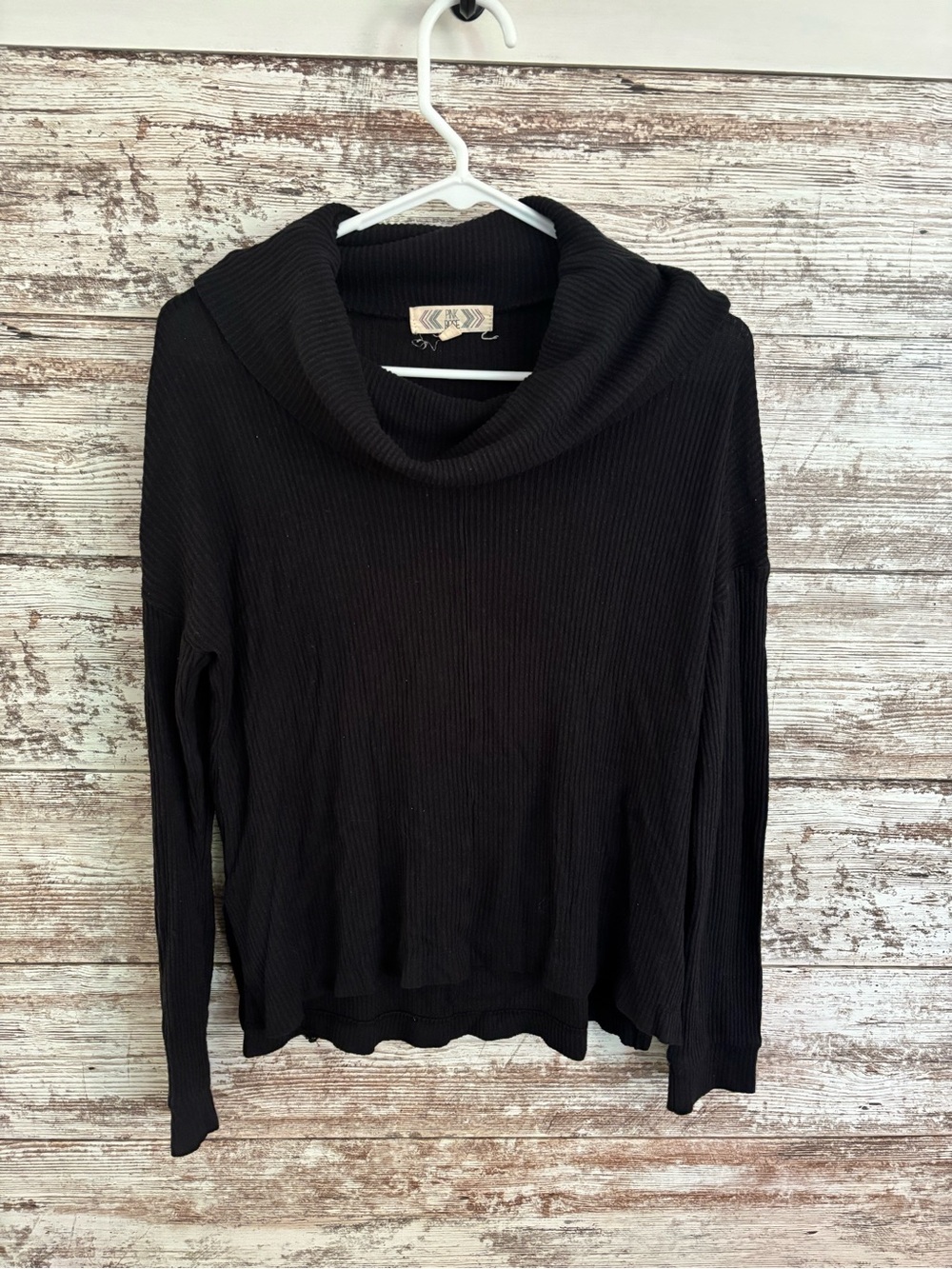 Black Ribbed Cowl Neck Women’s Sweater